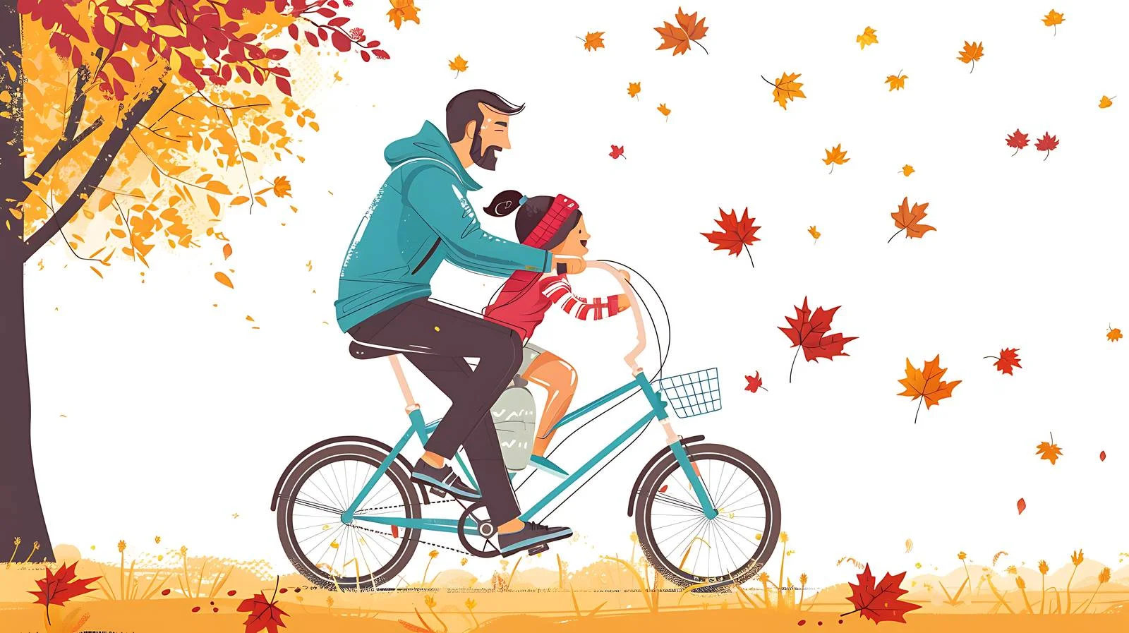 Joyful Father-Daughter Bike Ride in Park — free download from Dotvec