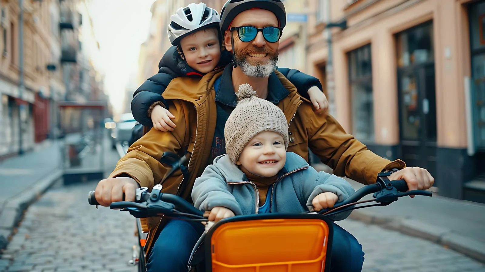 Joyful Family Cargo Bike Ride — free download from Dotvec