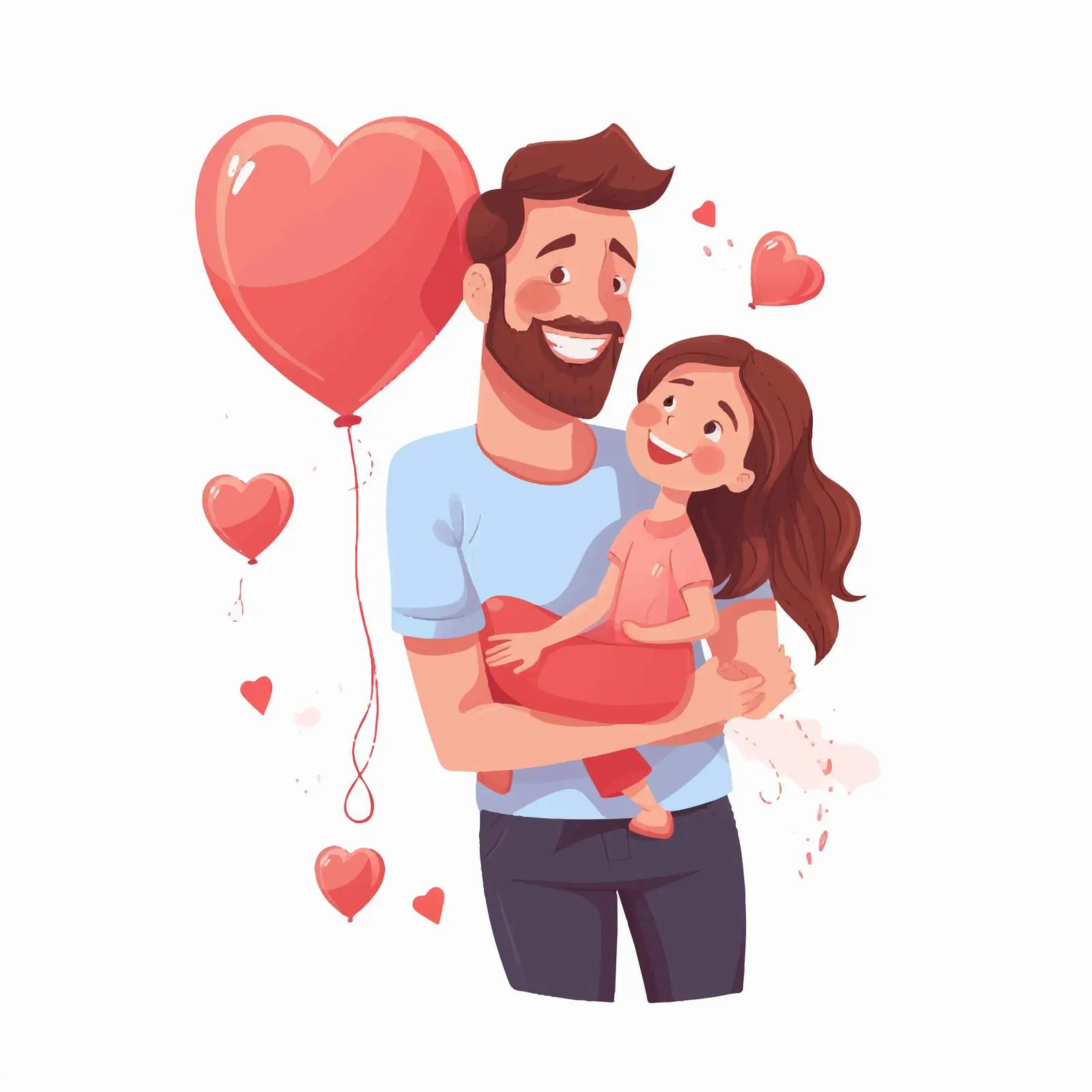 Happy Father's Day Card with Dad and Daughter — free download from Dotvec