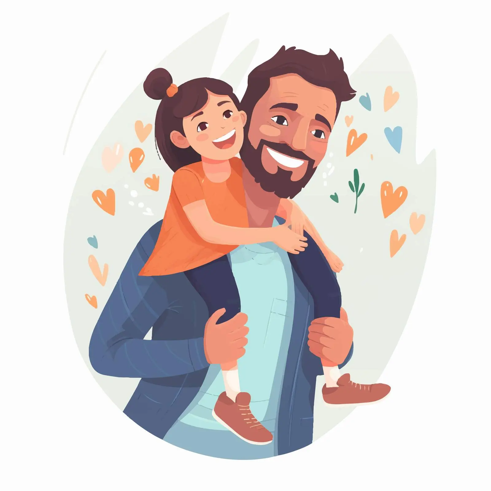Father's Day Card with Dad and Daughter Vector – free carry image from Dotvec