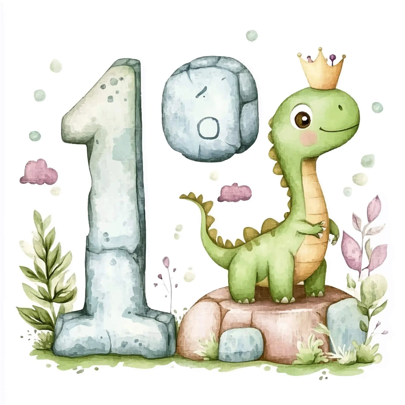 Watercolor Cartoon Style First Birthday Celebration — free download from Dotvec