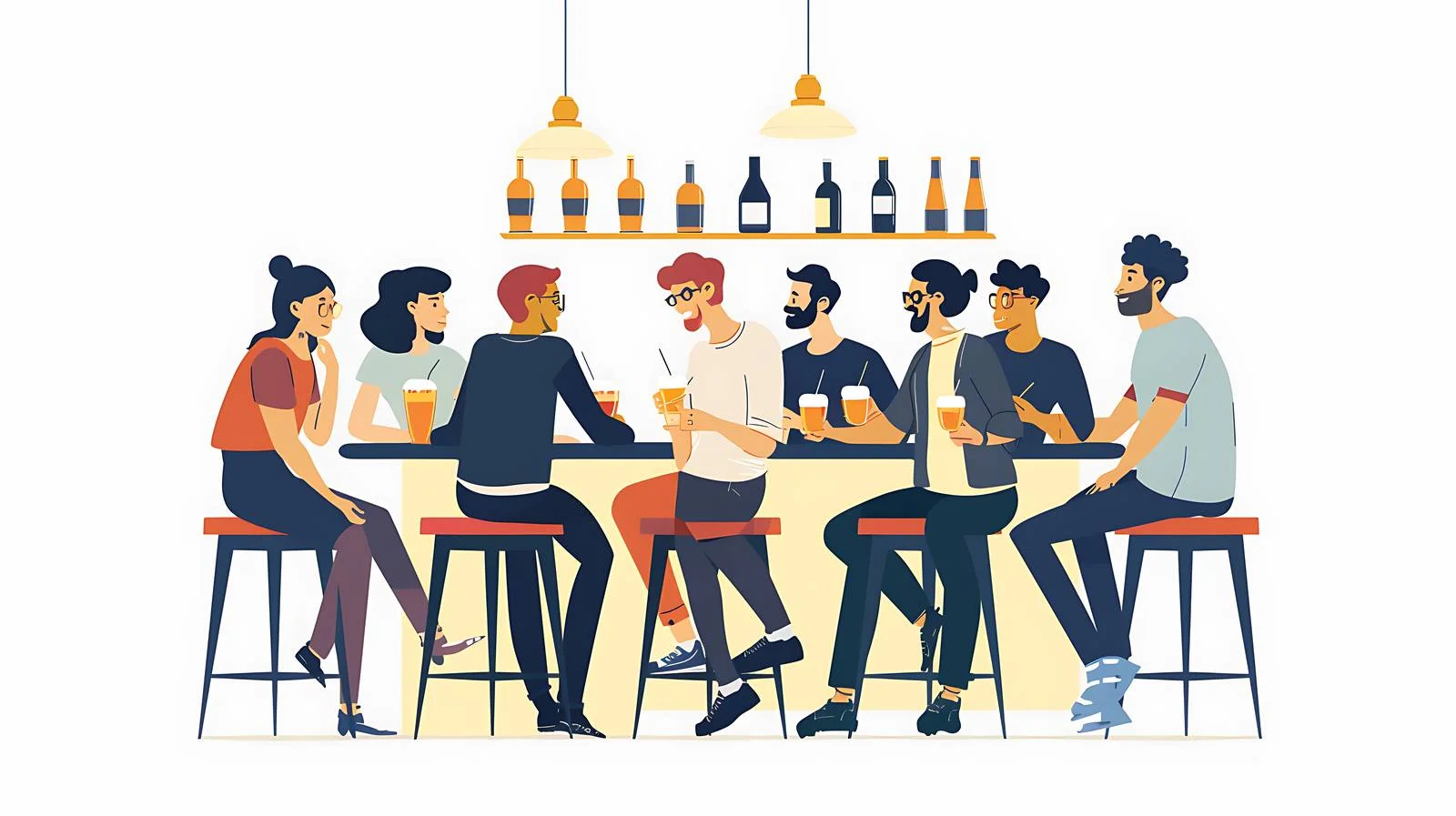 Joyful Friends Socializing at Isolated Bar — free download from Dotvec