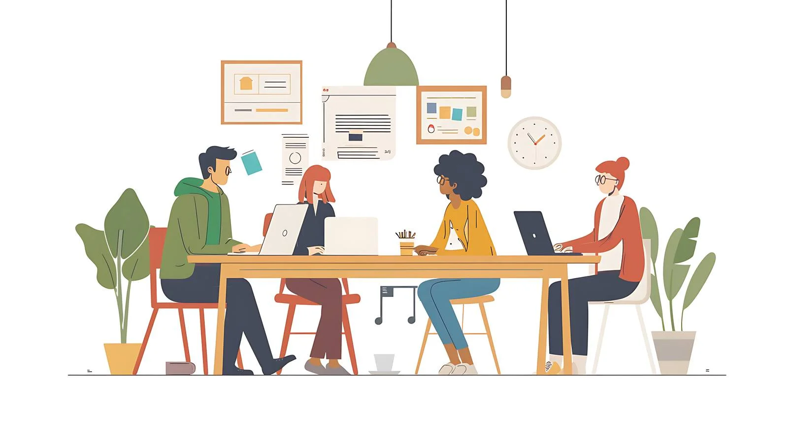 Friends Working Together at Home — free download from Dotvec