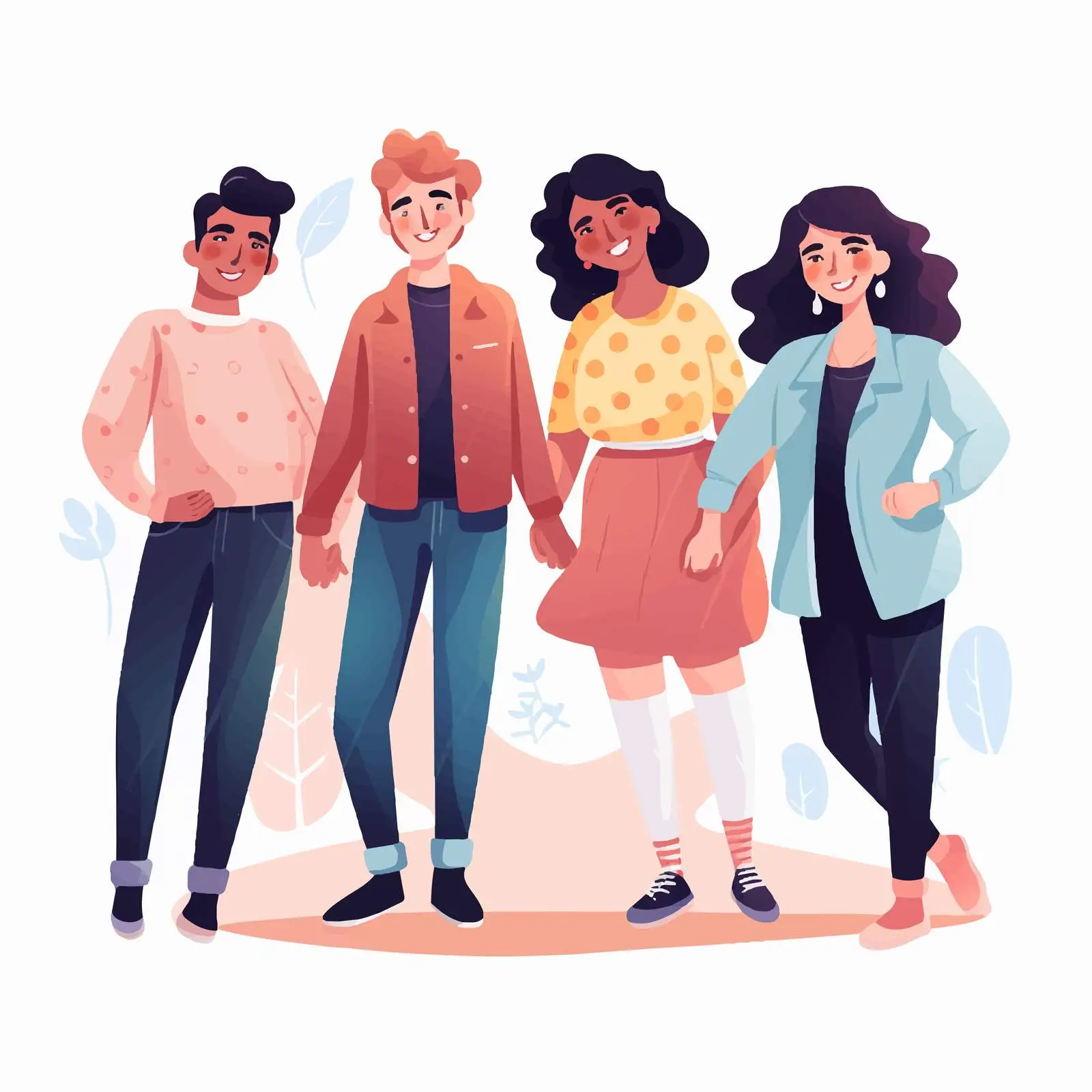 Happy Young Men and Women Holding Hands — free download from Dotvec