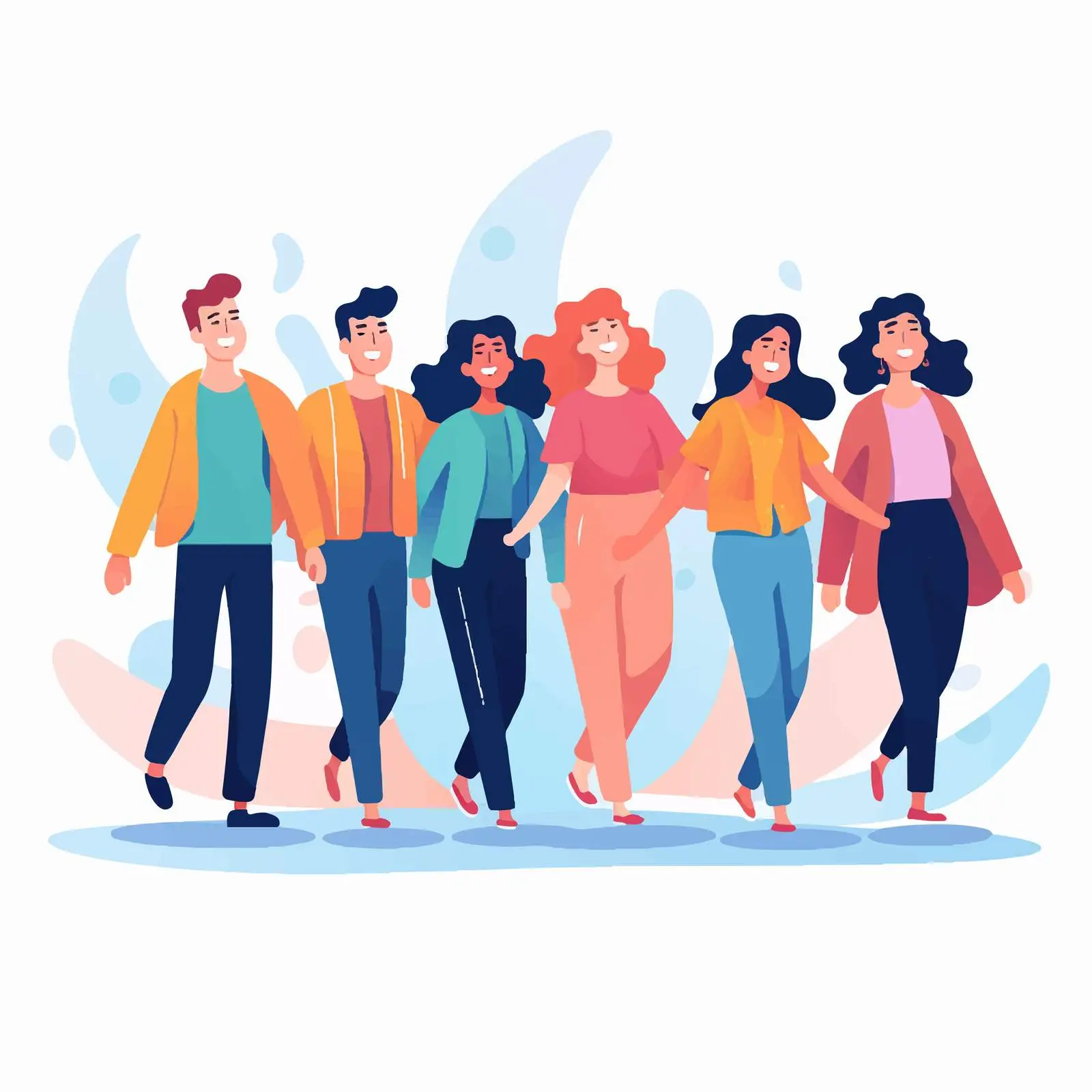 Smiling Young People Holding Hands Vector — free download from Dotvec
