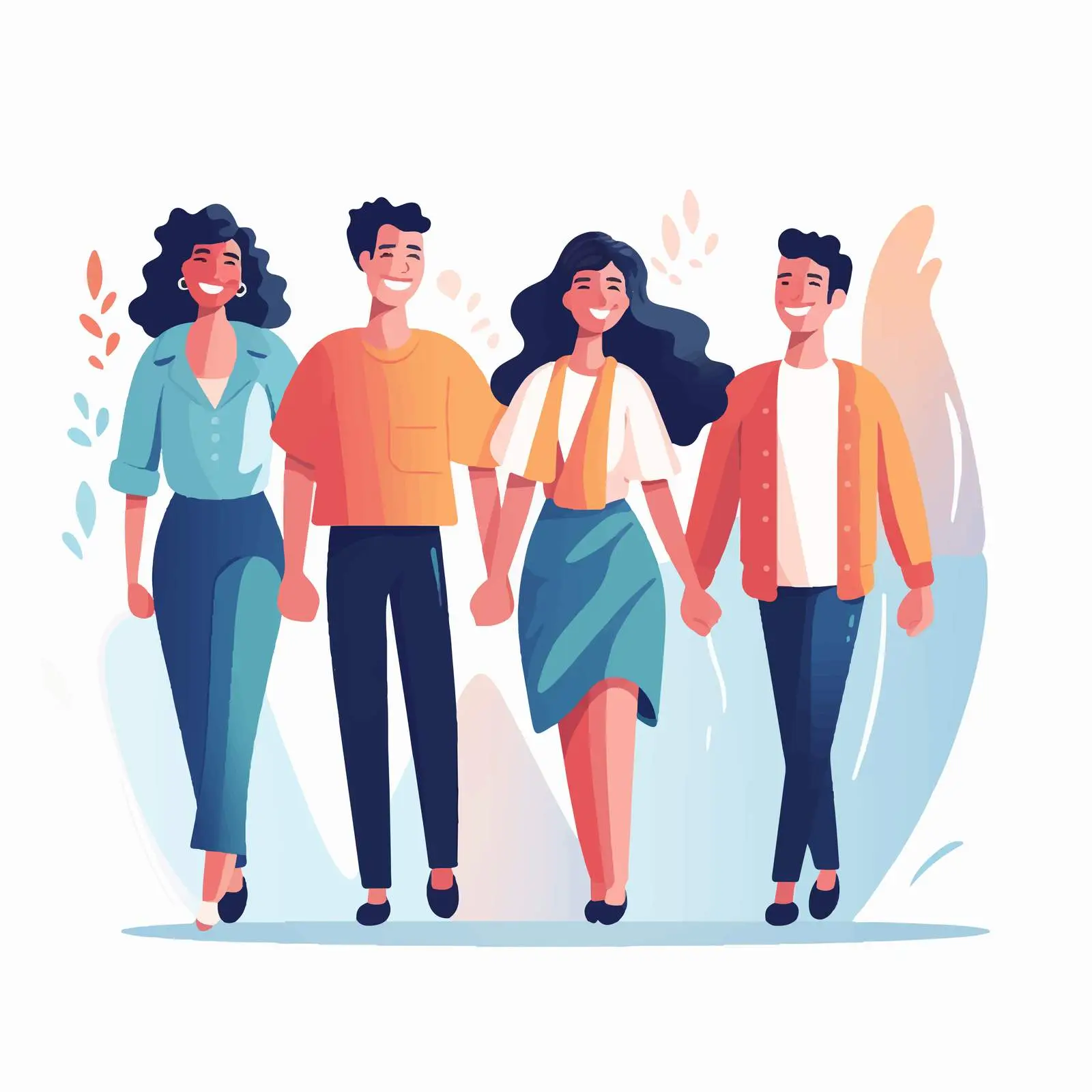 Happy Young Men and Women Holding Hands — free download from Dotvec