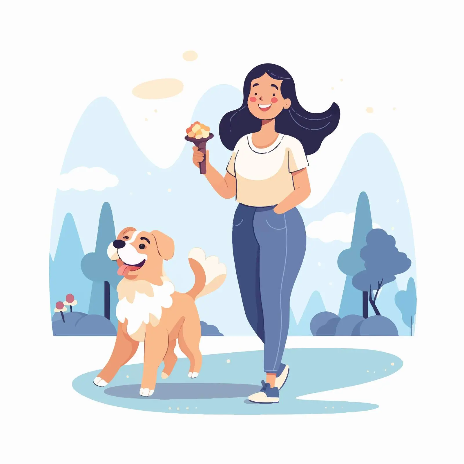 Summer Joy: Girl, Ice Cream, and Dog — free download from Dotvec