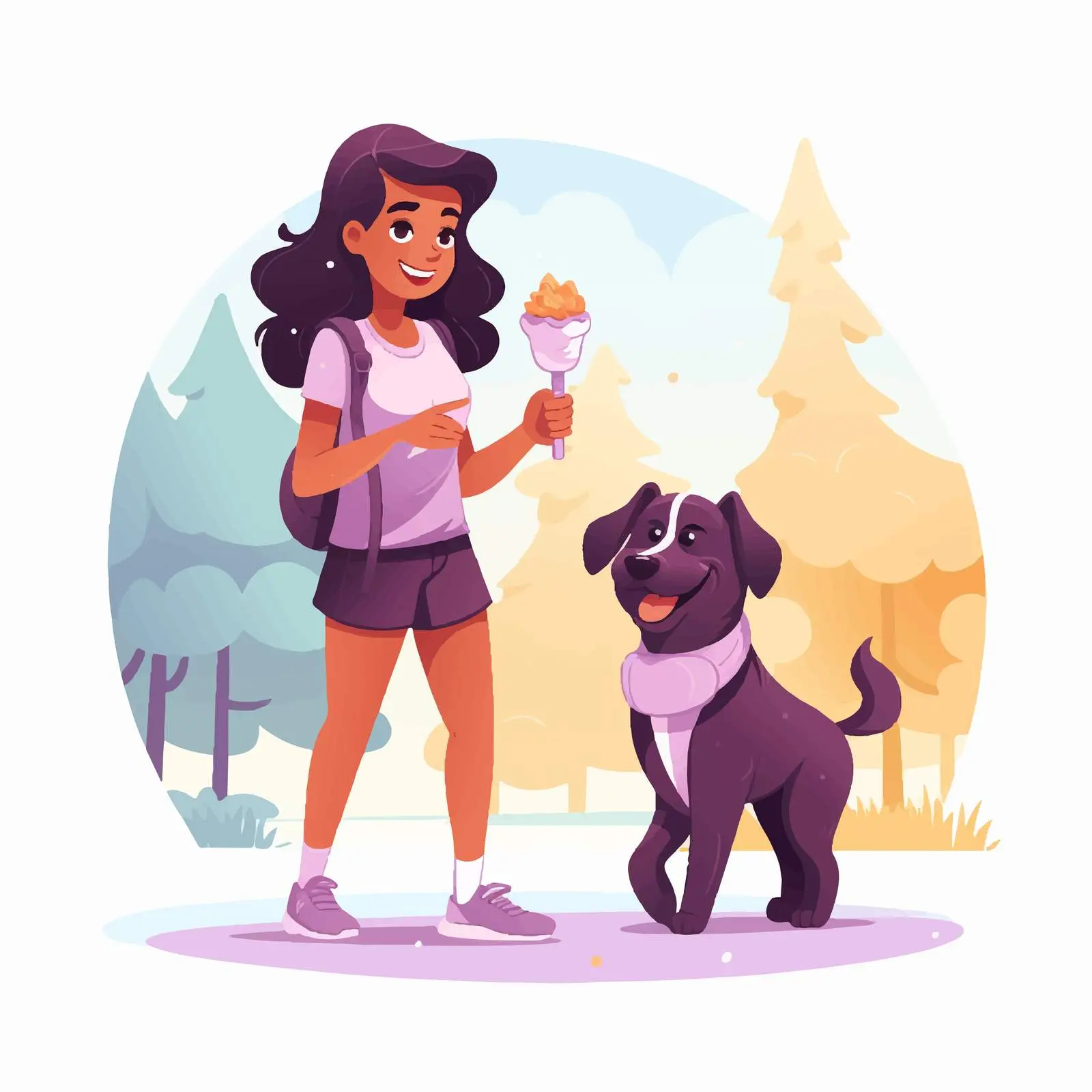 Girl Enjoying Ice Cream with Dog in Summer Park — free download from Dotvec