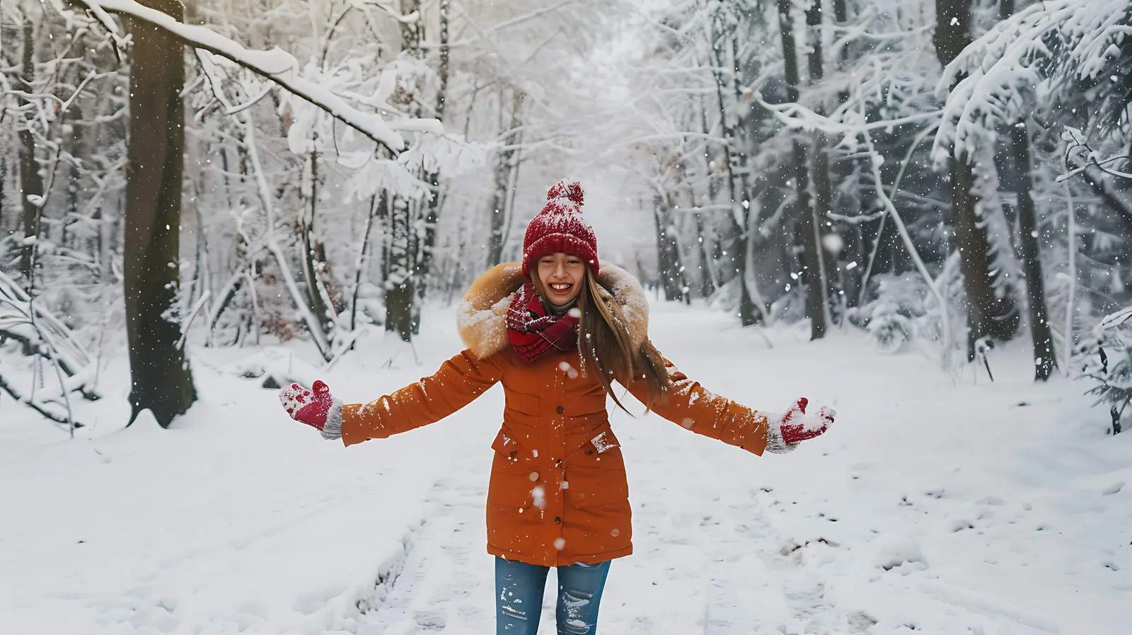 Girl Spinning in Snowy Wonderland — free download from Dotvec