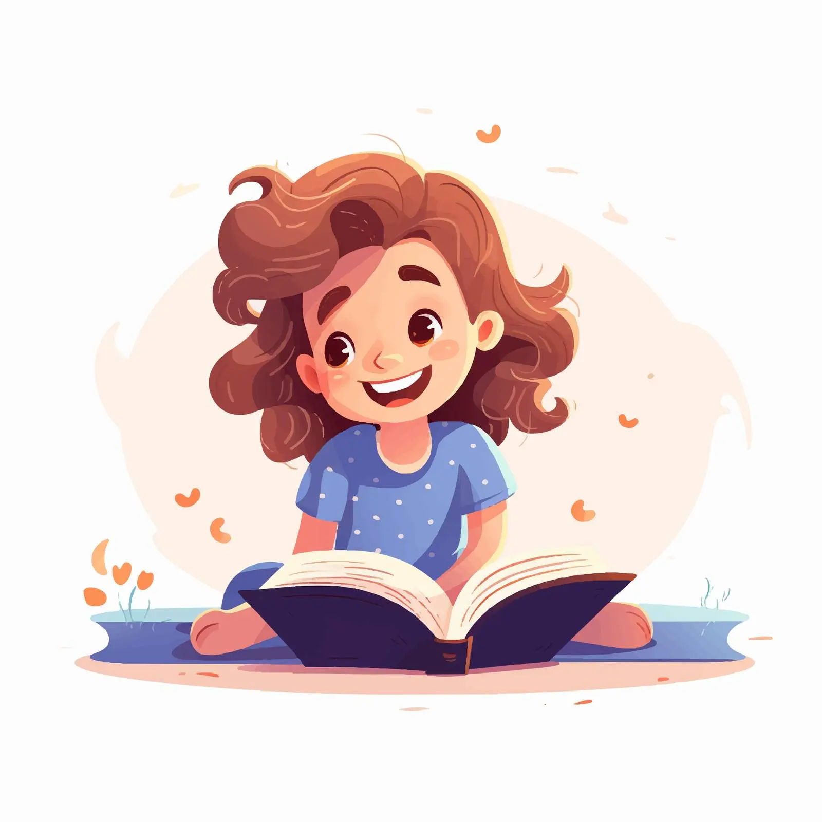 Happy Girl Reading on Carpet — free download from Dotvec
