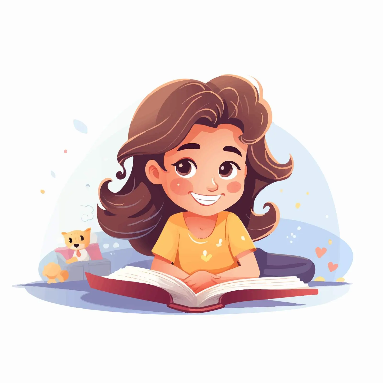 Smiling Girl Reading on Carpet — free download from Dotvec