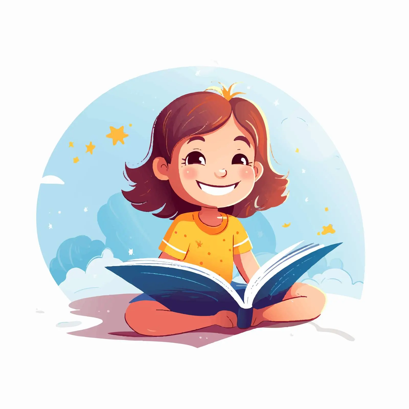 Smiling Girl Reading on Carpet — free download from Dotvec