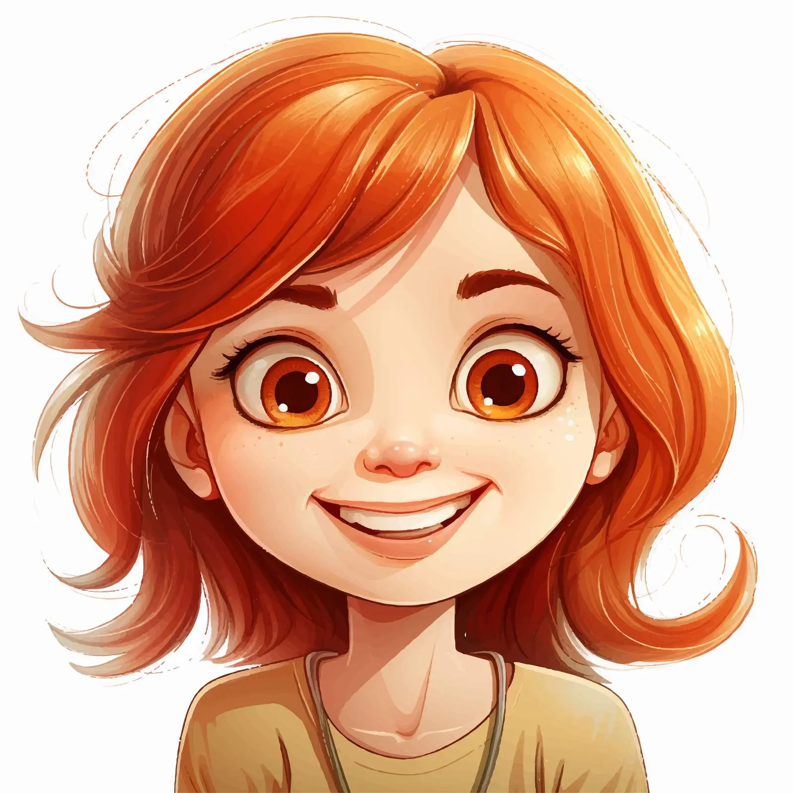 Joyful Cartoon Girl with Big Eyes and Smile — free download from Dotvec