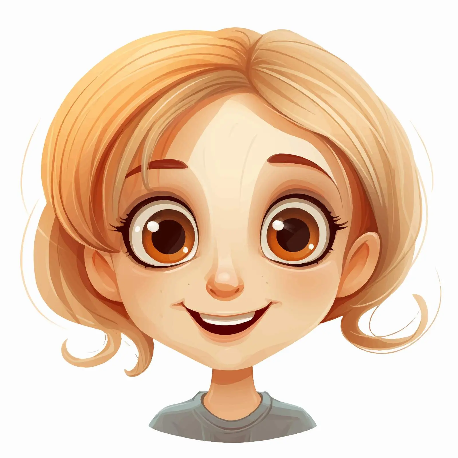 Happy Cartoon Girl with Big Eyes and Smile — free download from Dotvec