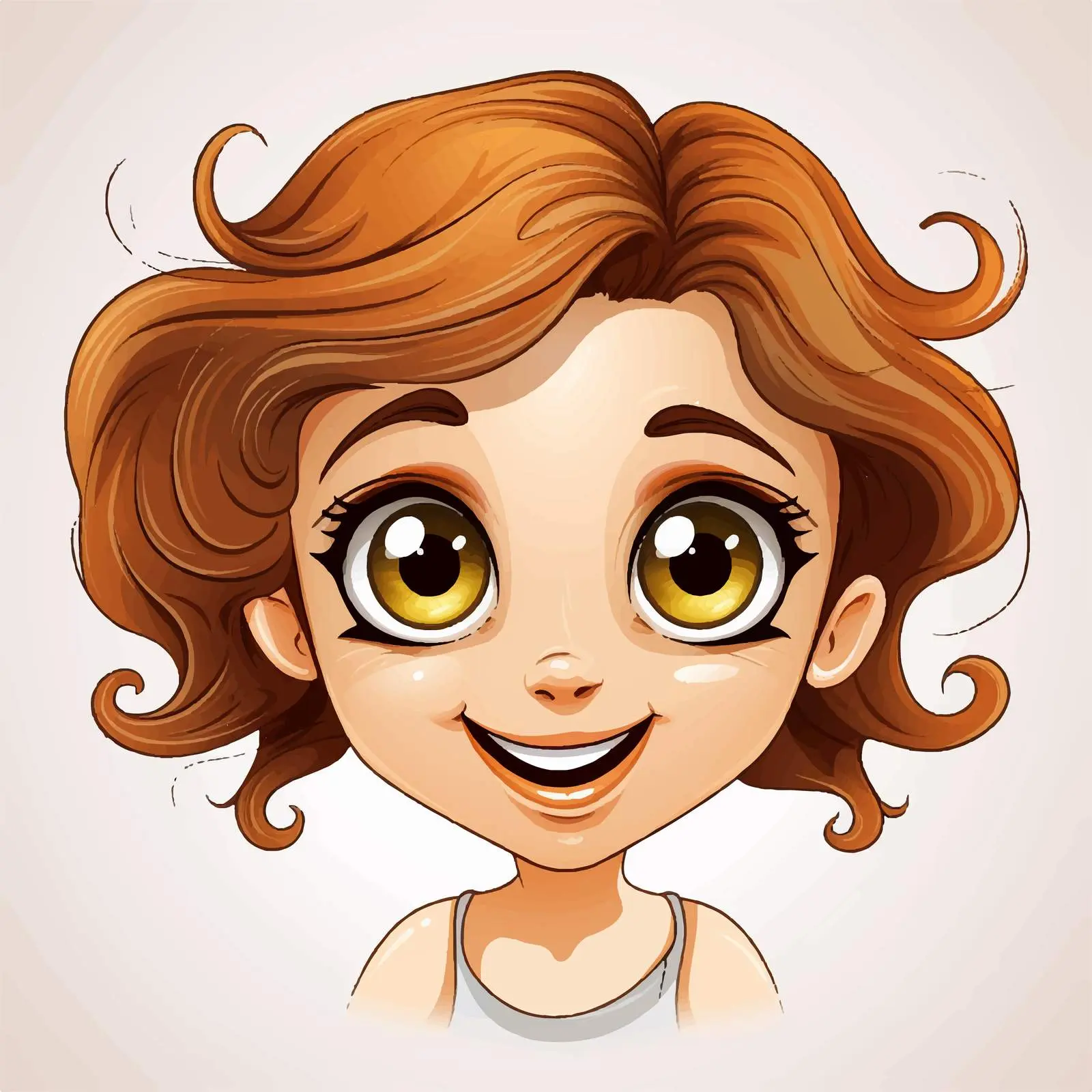 Happy Cartoon Girl with Big Eyes and Smile — free download from Dotvec