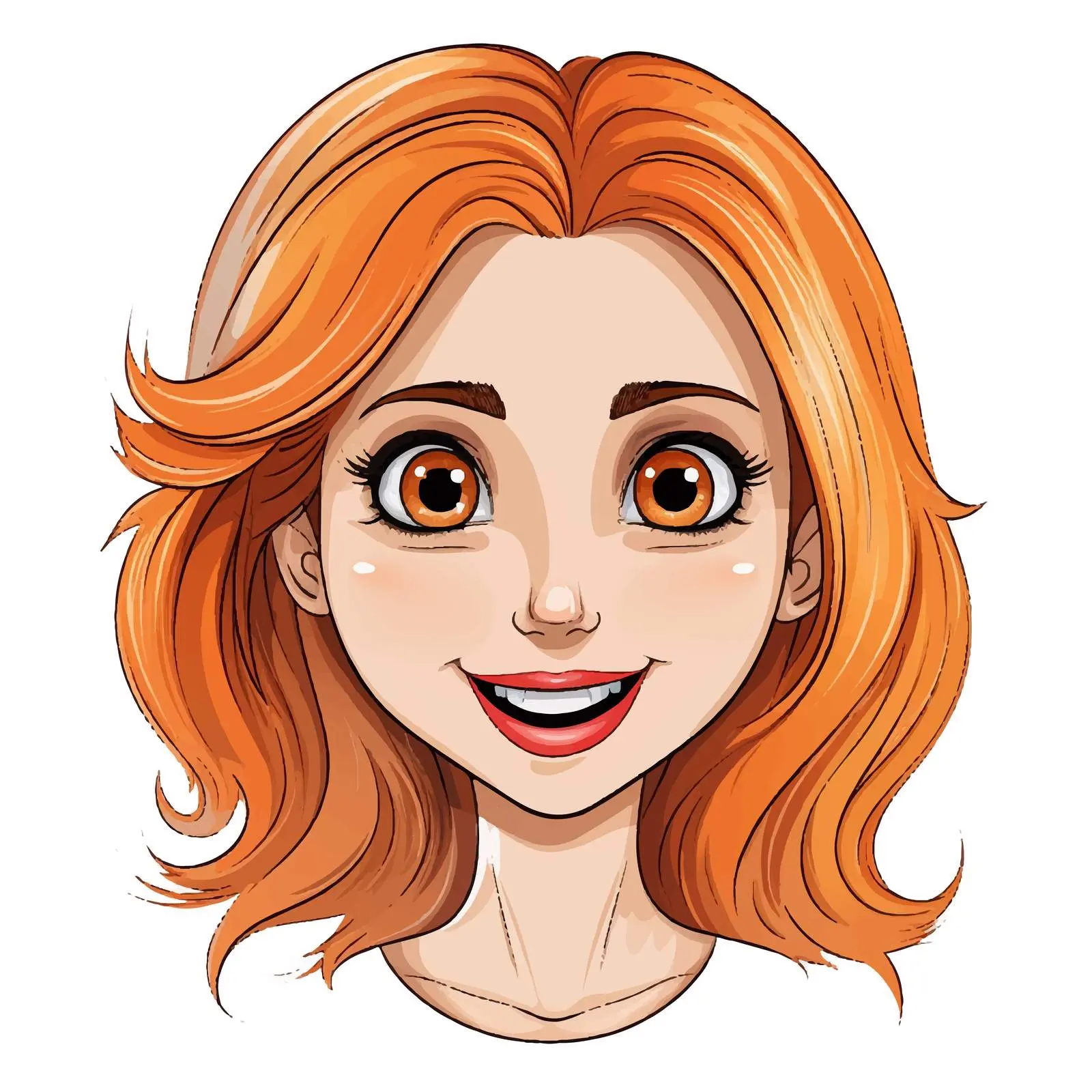 Cheerful Cartoon Girl with Big Eyes and Smile — free download from Dotvec