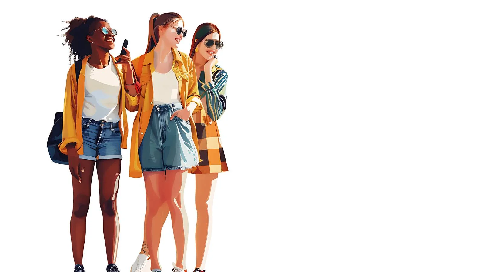 Joyful Urban Girls on White Background — free download from Dotvec