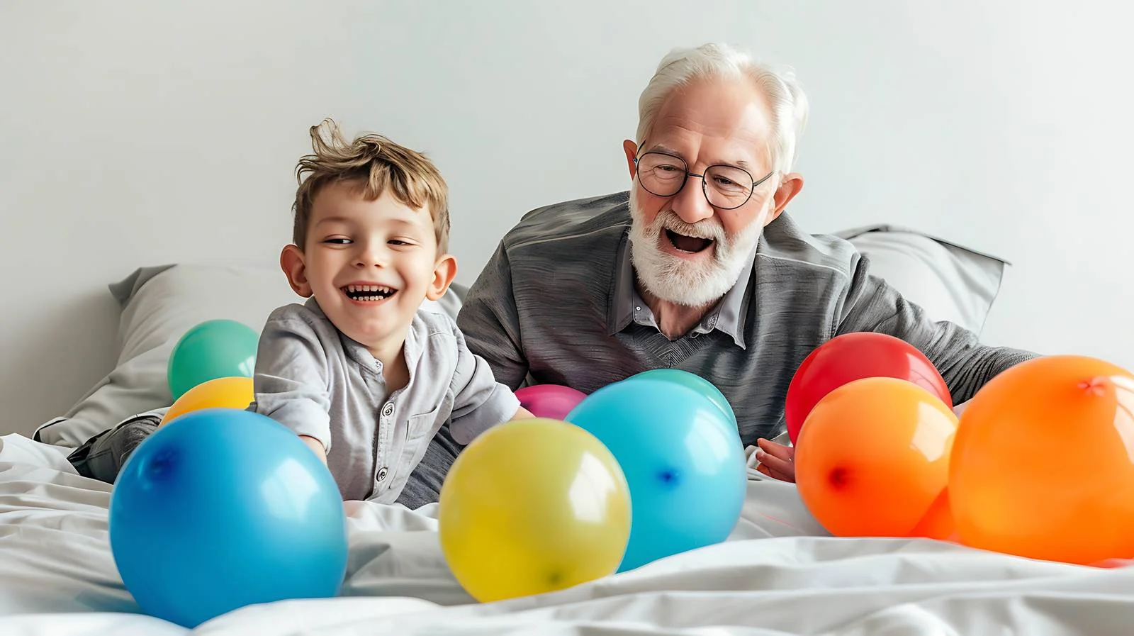 Joyful Grandfather and Grandson Balloon Play — free download from Dotvec