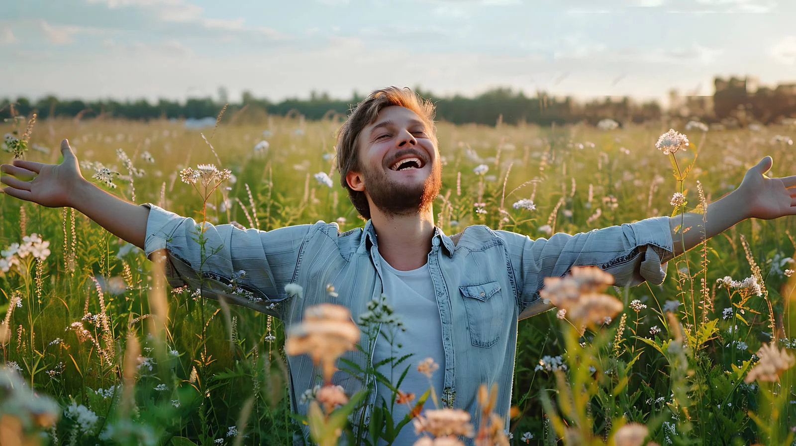 Joyful Man in Green Field — free download from Dotvec