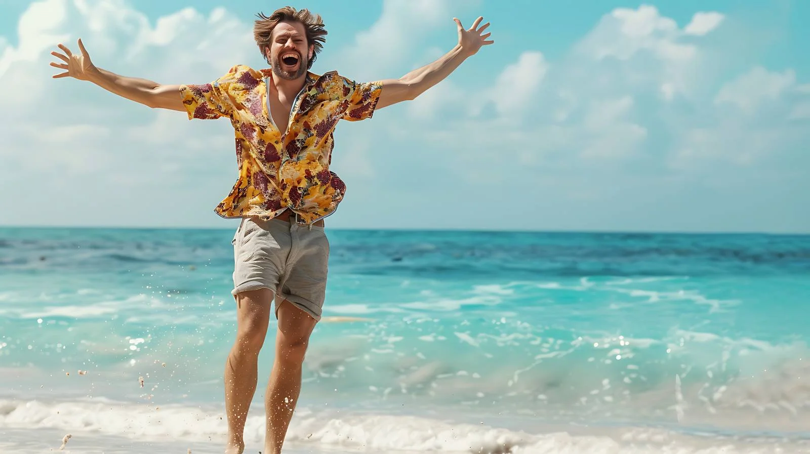 Cheerful Man Beach Attire Portrait — free download from Dotvec