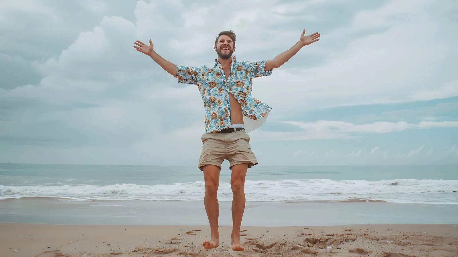 Cheerful Man at Tropical Beach — free download from Dotvec