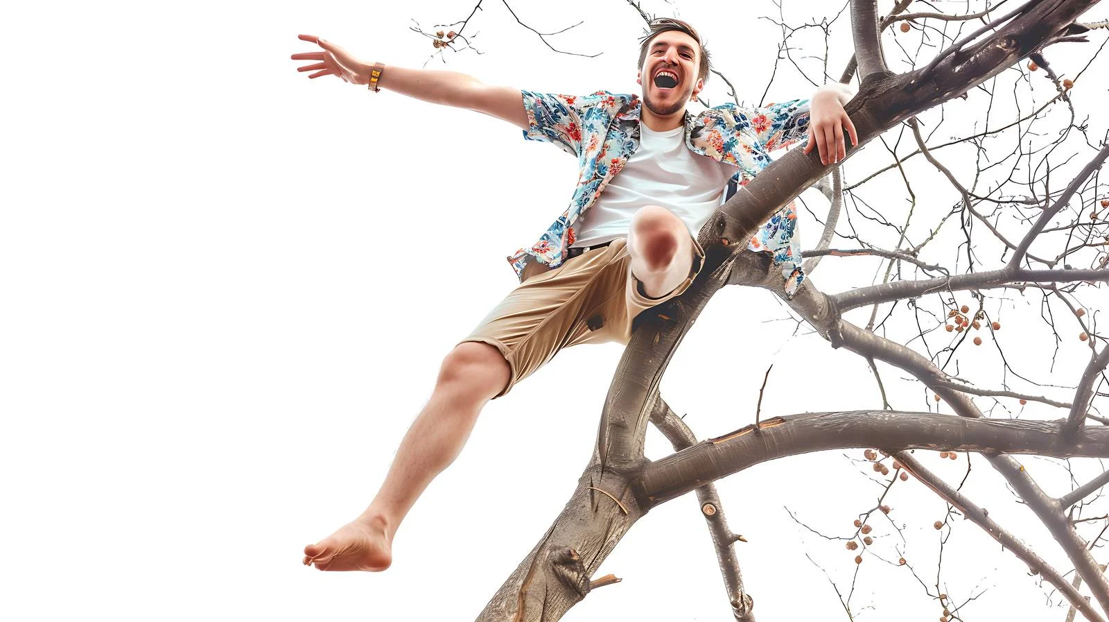 Joyful Man on Tree Branches — free download from Dotvec