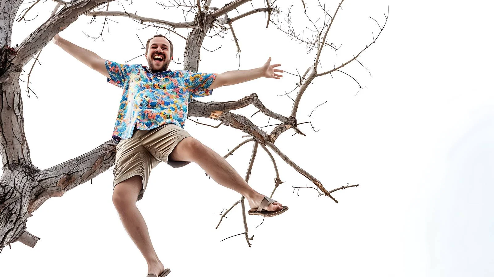 Joyful man on tree branches — free download from Dotvec