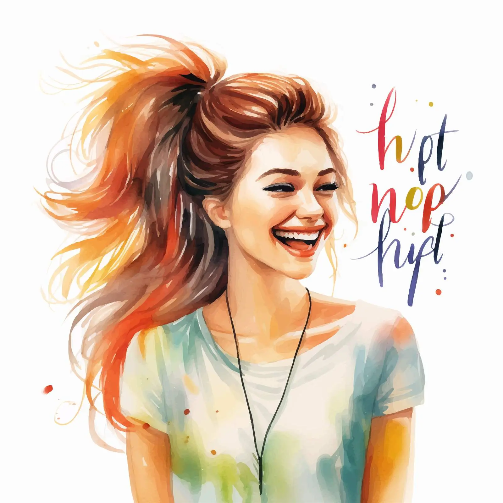 Happy Hair Happy Life Handwritten Pigtail Design — free download from Dotvec