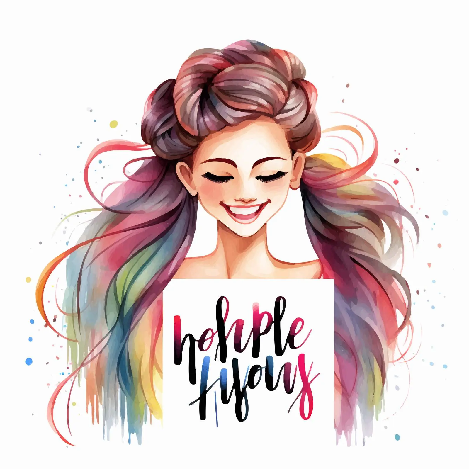 Happy Hair Happy Life Handwritten Lettering – free hair fashion image from Dotvec