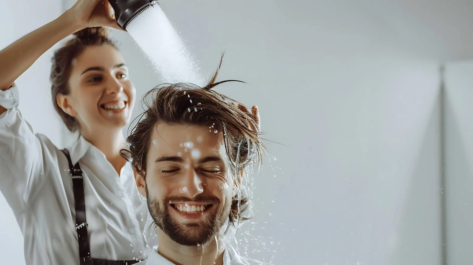 Hairdresser Spraying Water at Salon — free download from Dotvec