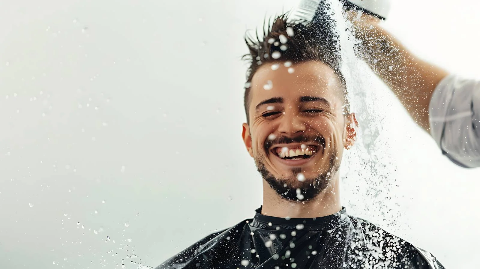 Hairdresser Spraying Water on Man's Hair — free download from Dotvec
