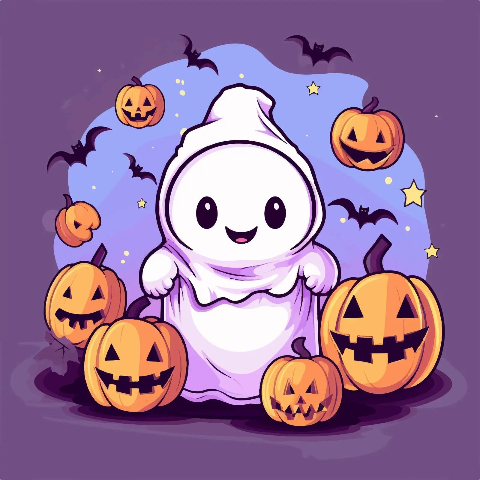 Cute Evil Ghost Halloween Card Design – free evil image from Dotvec