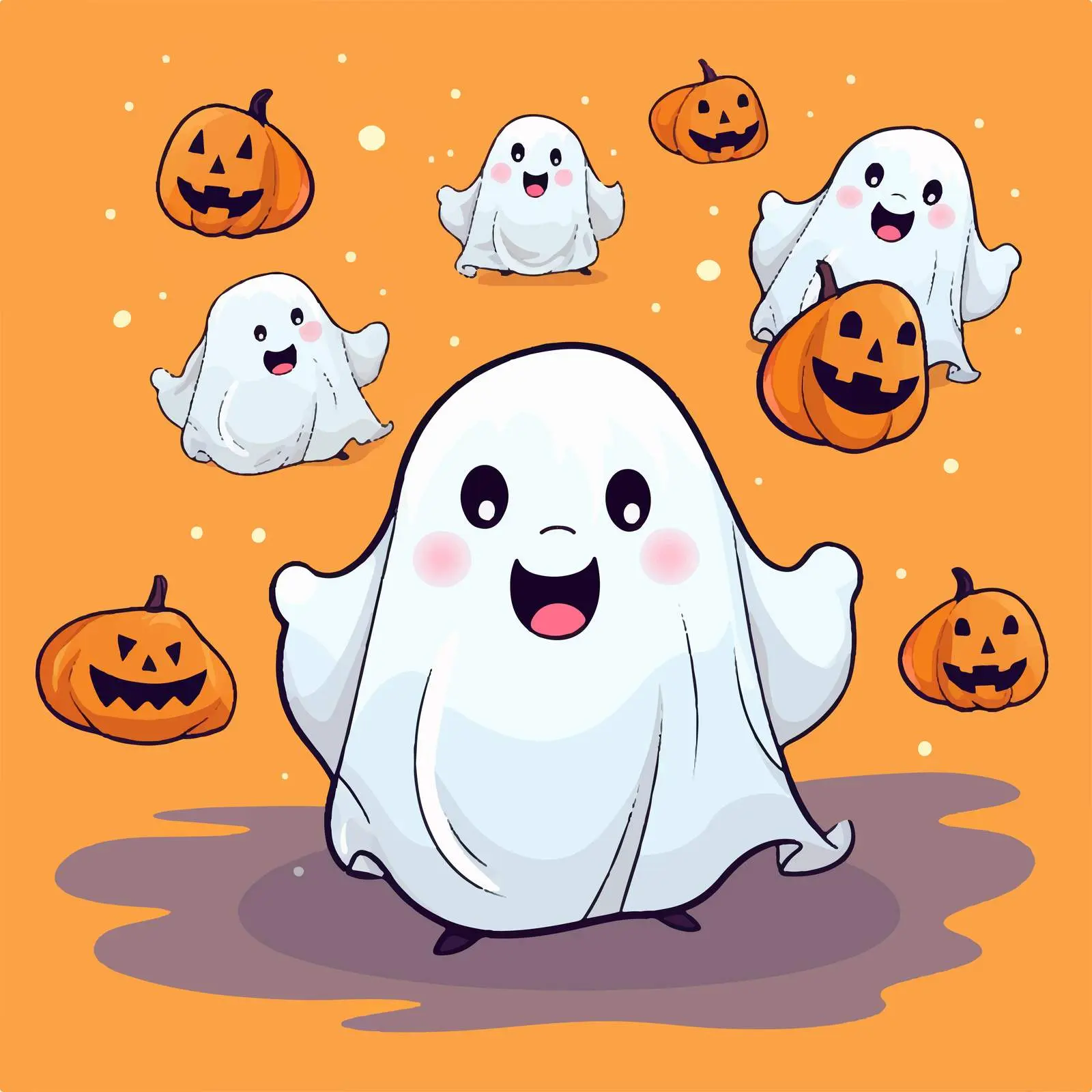 Cute Evil Ghost Halloween Card Design – free evil image from Dotvec