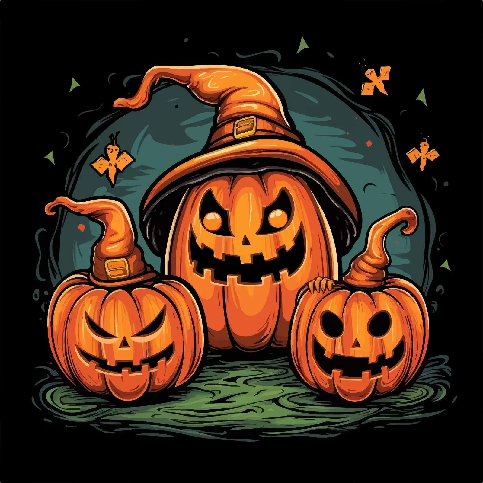 Cute Handwritten Halloween Quotes with Pumpkins — free download from Dotvec