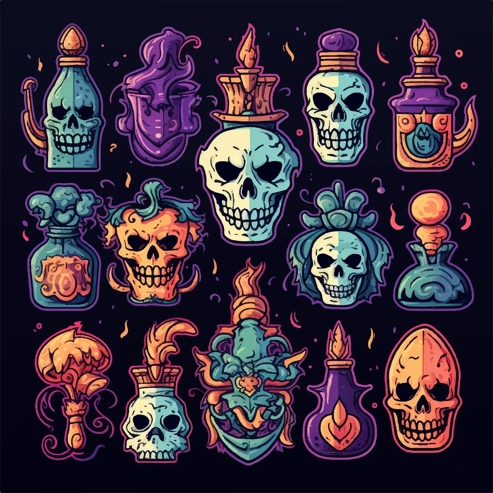 Happy Halloween Magical Potion Set Vector — free download from Dotvec