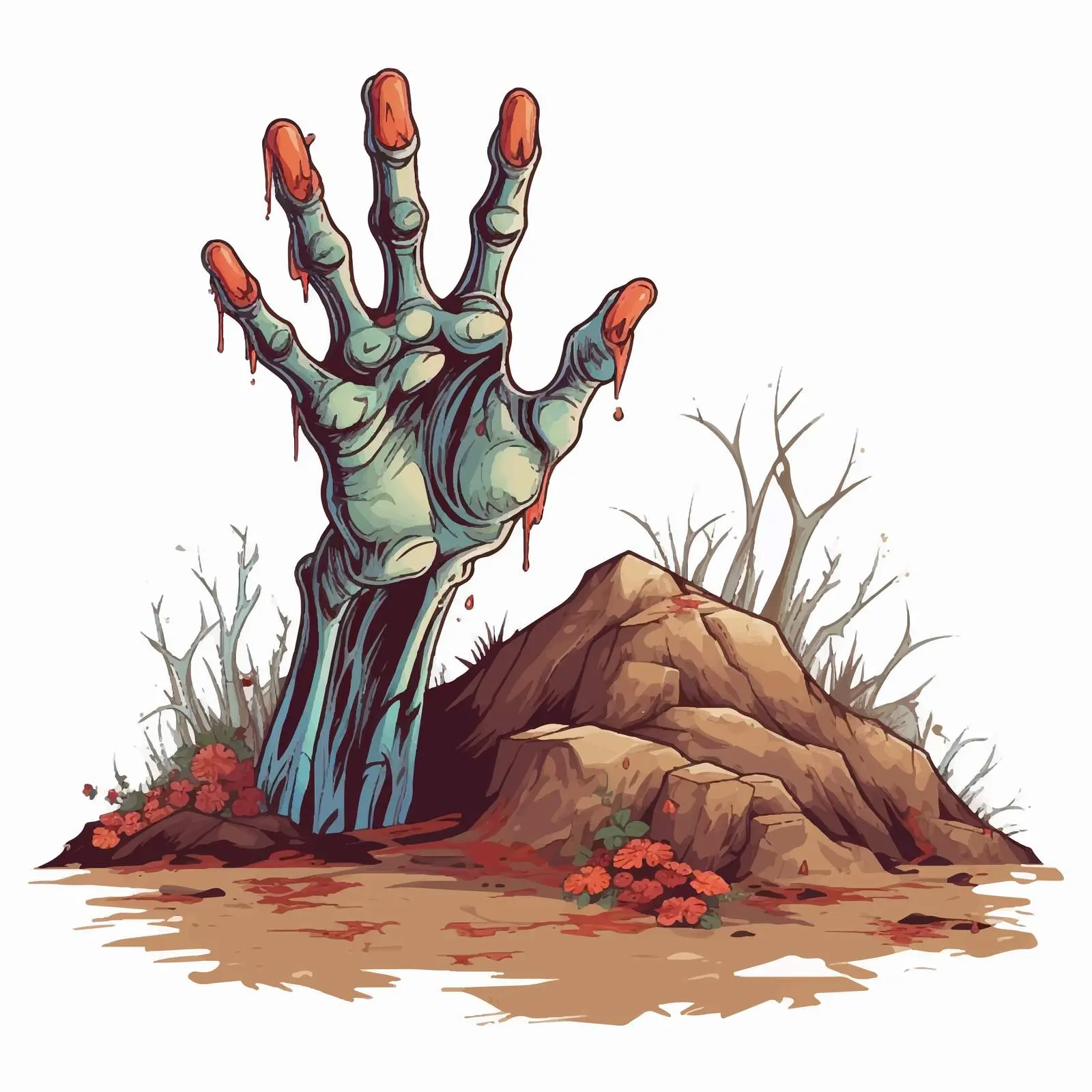 Zombie Hand Emerging From Ground Halloween Vector — free download from Dotvec