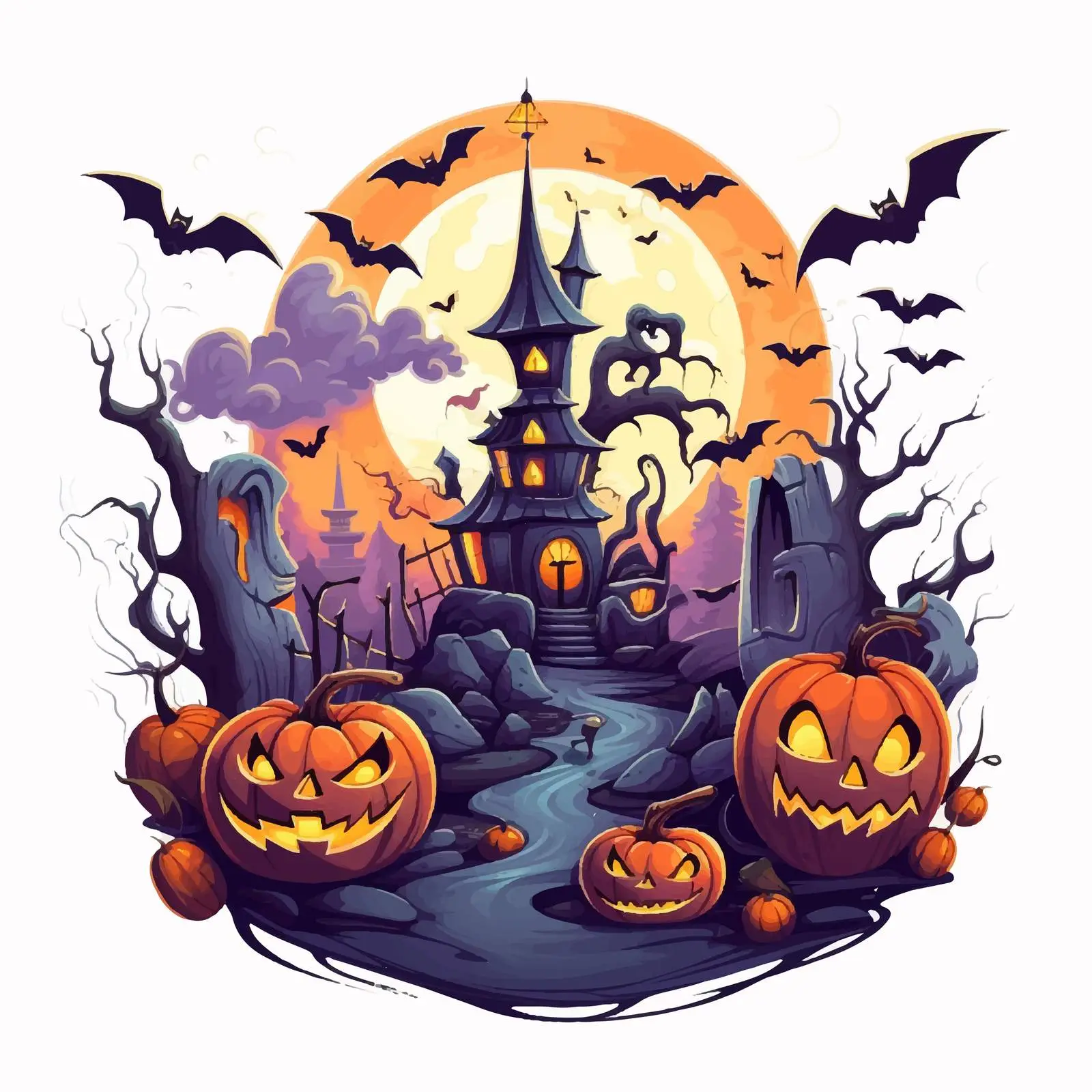 Happy Halloween Word Banner Illustration Vector — free download from Dotvec