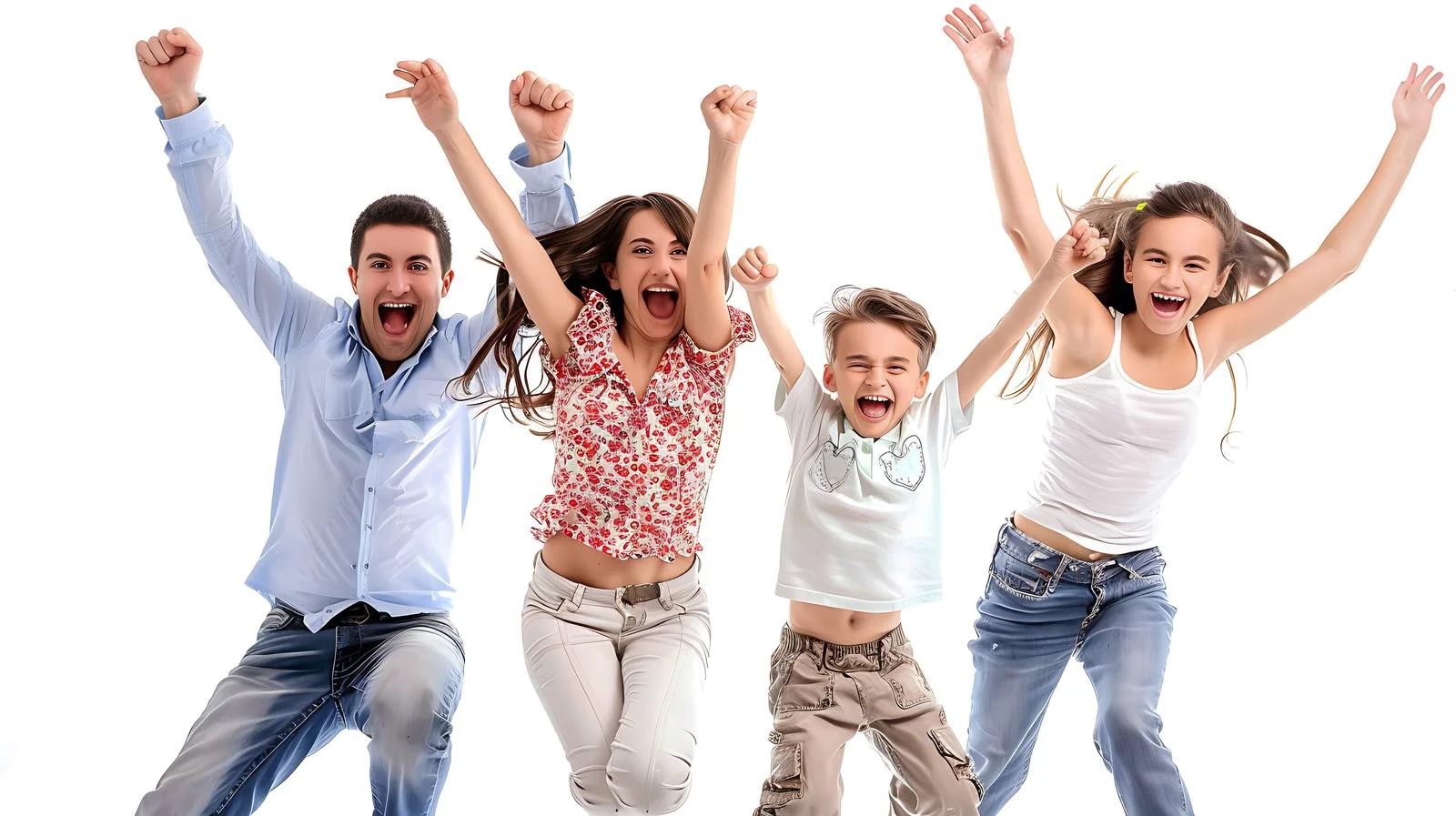 Joyful family outing on white background — free download from Dotvec