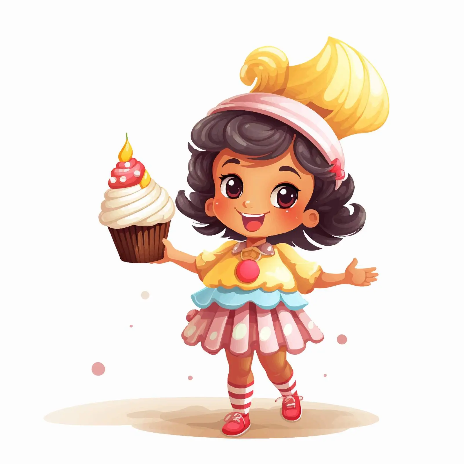 Happy Kid in Funny Carnival Cupcake Costume — free download from Dotvec
