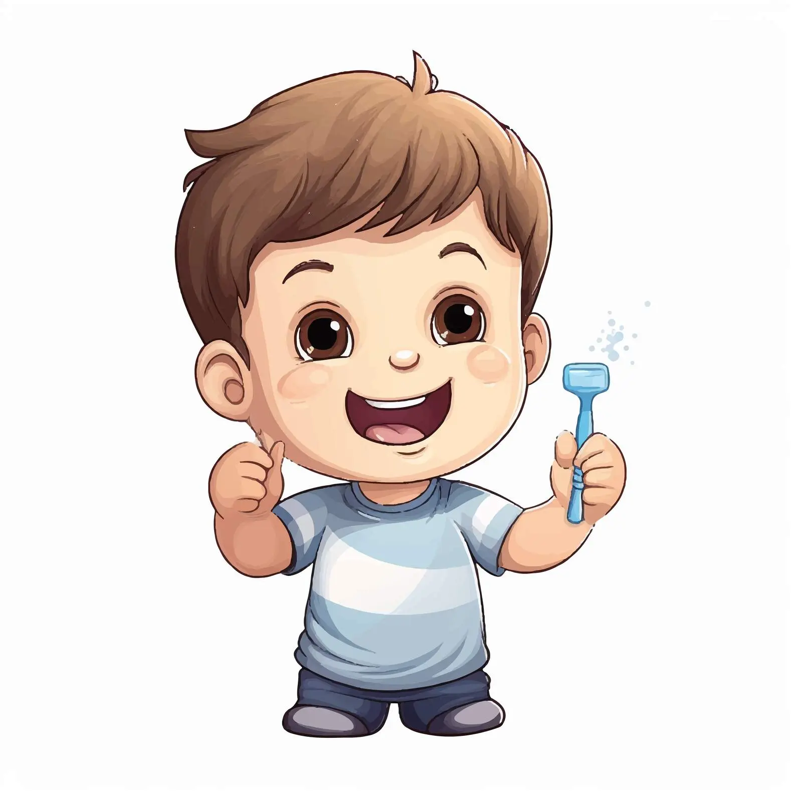 Happy Kid Flossing and Brushing Teeth — free download from Dotvec
