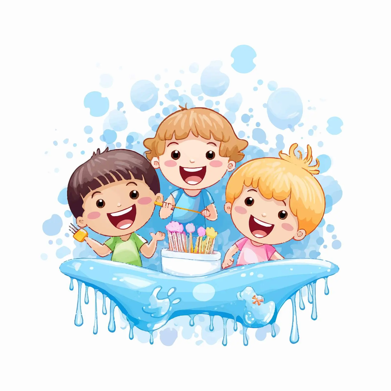 Kids Brushing Teeth to Prevent Tooth Decay — free download from Dotvec