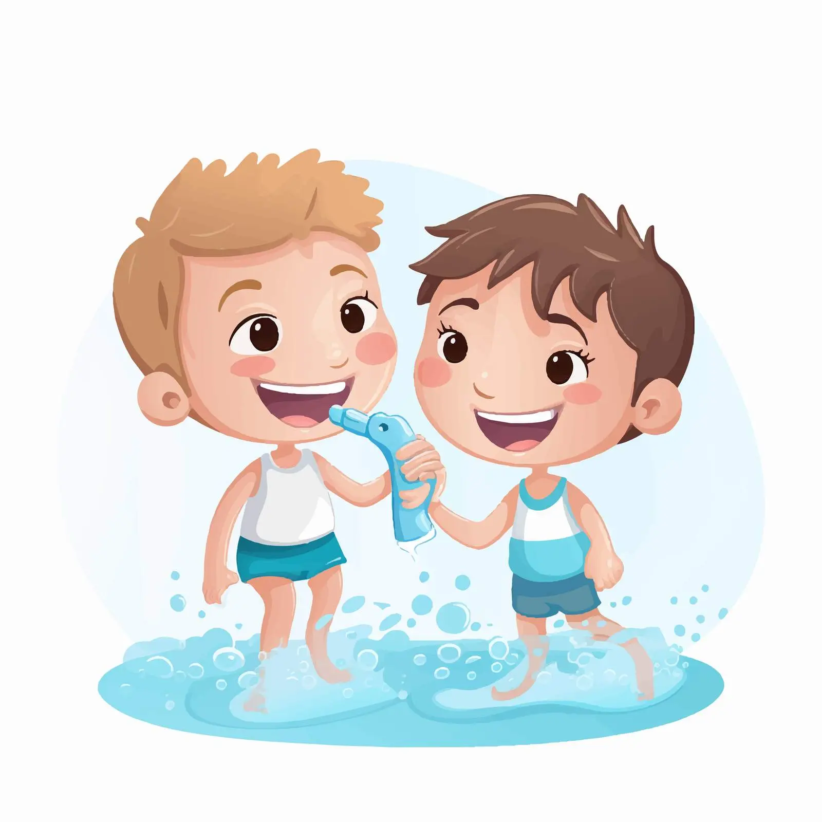 Happy Kids Brushing Teeth with Toothbrush — free download from Dotvec