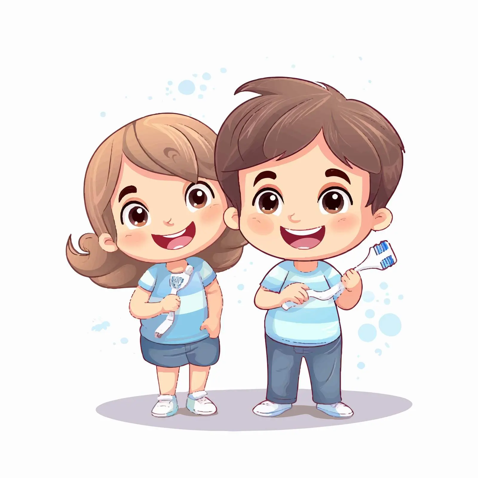 Happy Kids Brushing Teeth with Toothbrush — free download from Dotvec