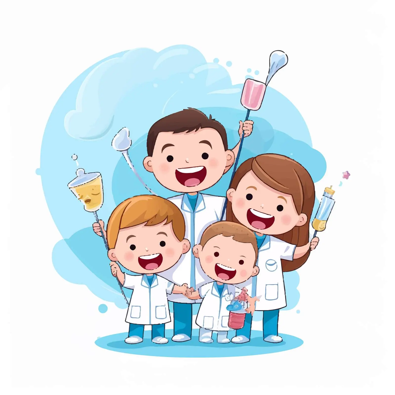 Happy Kids with Dentist and Dental Tools — free download from Dotvec