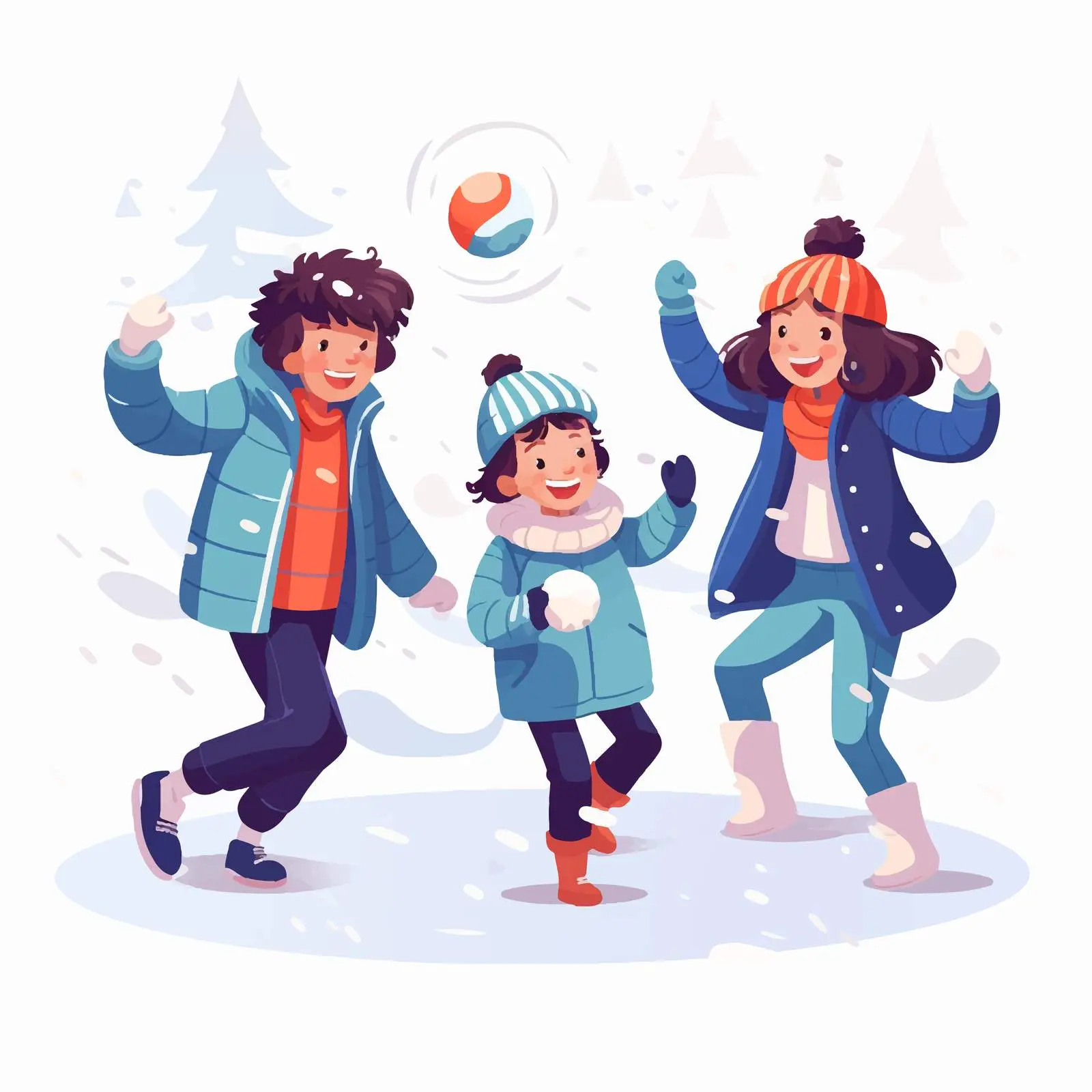 Kids Playing Snowball Fight Winter Fun — free download from Dotvec