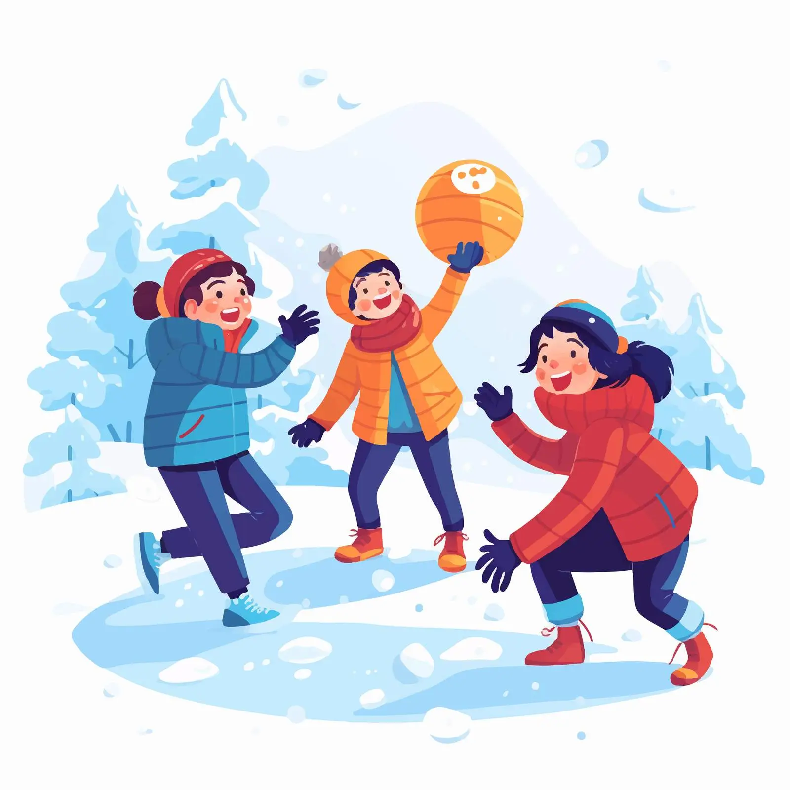 Kids Playing in Snowball Fight During Winter Holidays — free download from Dotvec