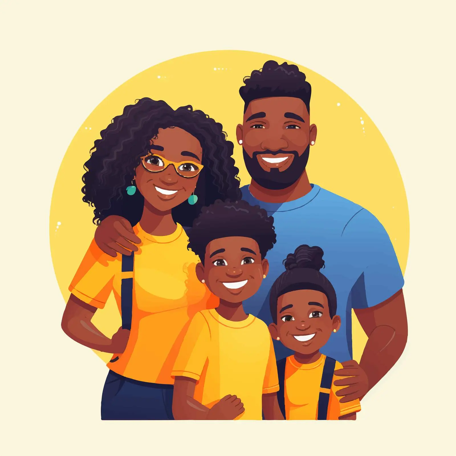 Happy Black Family Portrait with Parents and Children — free download from Dotvec