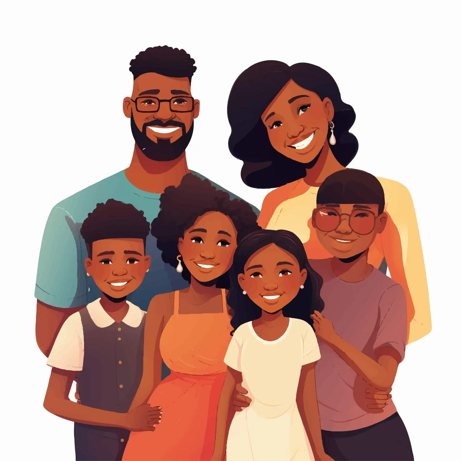 Happy Black Family Portrait with Parents and Children — free download from Dotvec