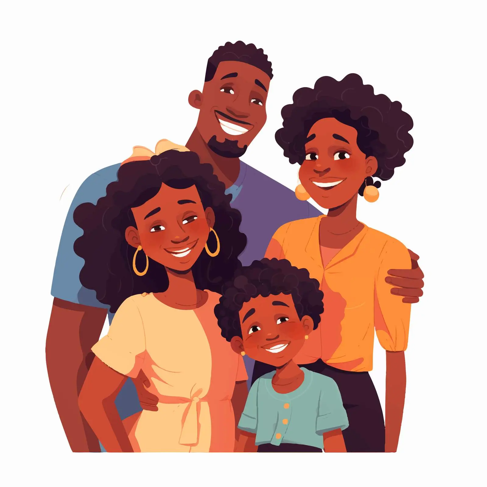 Happy Black Family Portrait with Parents and Children — free download from Dotvec