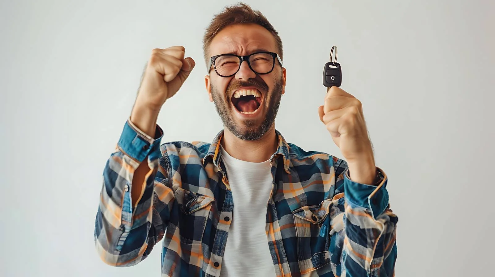 Excited Learner Driver with Car Key – free achieve image from Dotvec